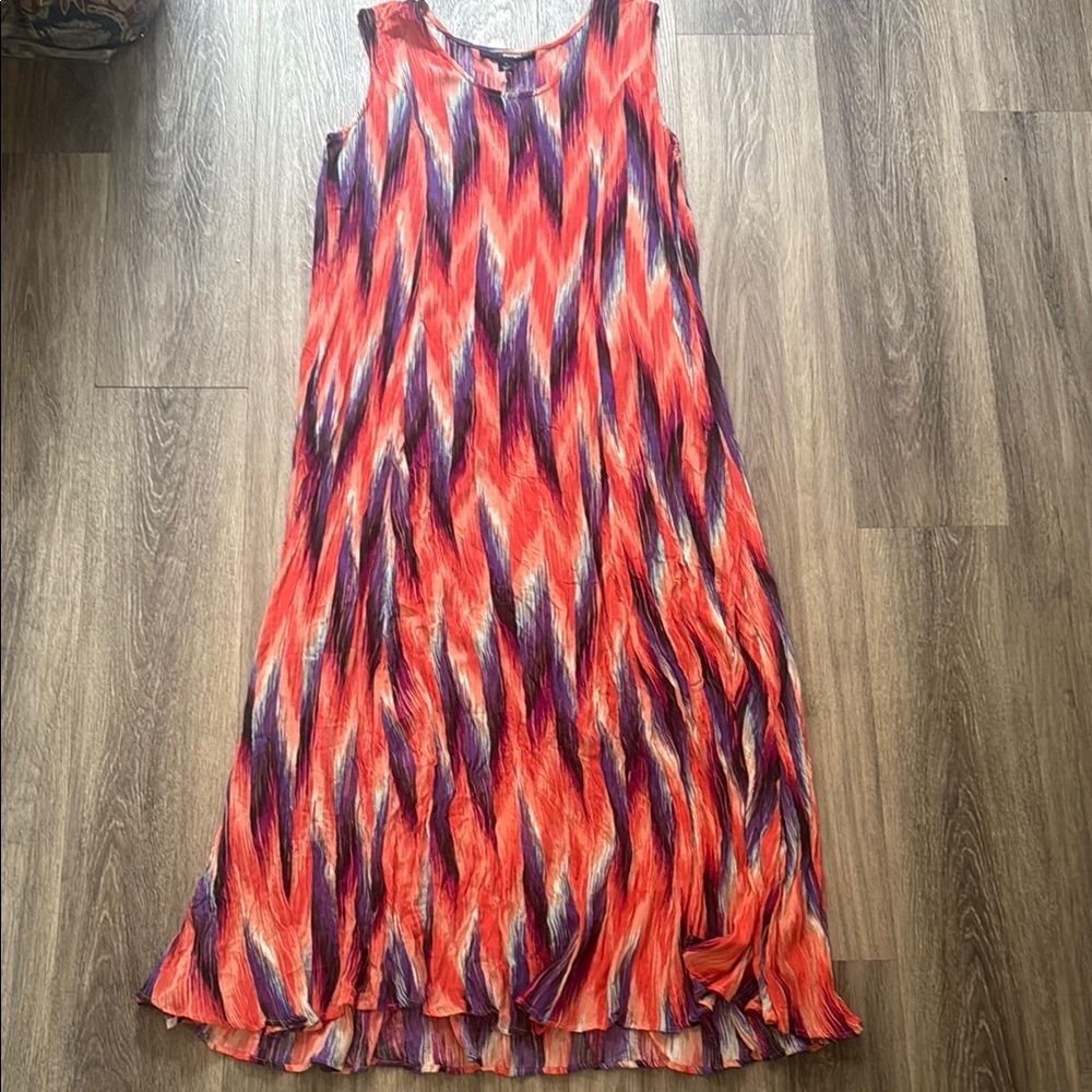 Pink Sleeveless Scoop Neck Maxi Sundress Medium Oversized Gauzy Striped Dress